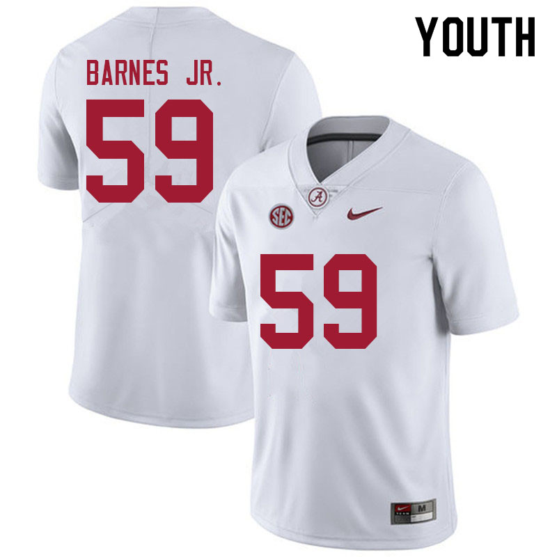Alabama Crimson Tide Youth Anquin Barnes Jr. #59 White NCAA Nike Authentic Stitched 2021 College Football Jersey QT16V32RG